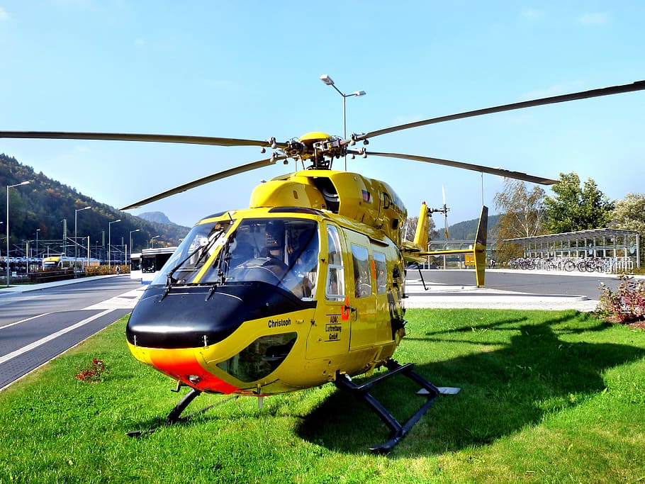 Helicopter, Rescue, Adac, use, transportation, air vehicle HD wallpaper