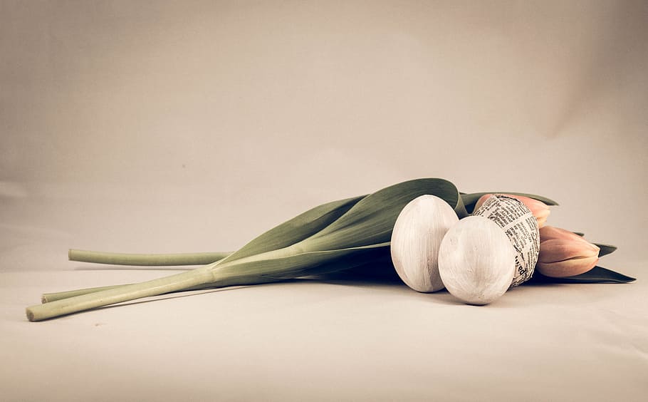 still life, easter, easter eggs, easter background, newspaper HD wallpaper