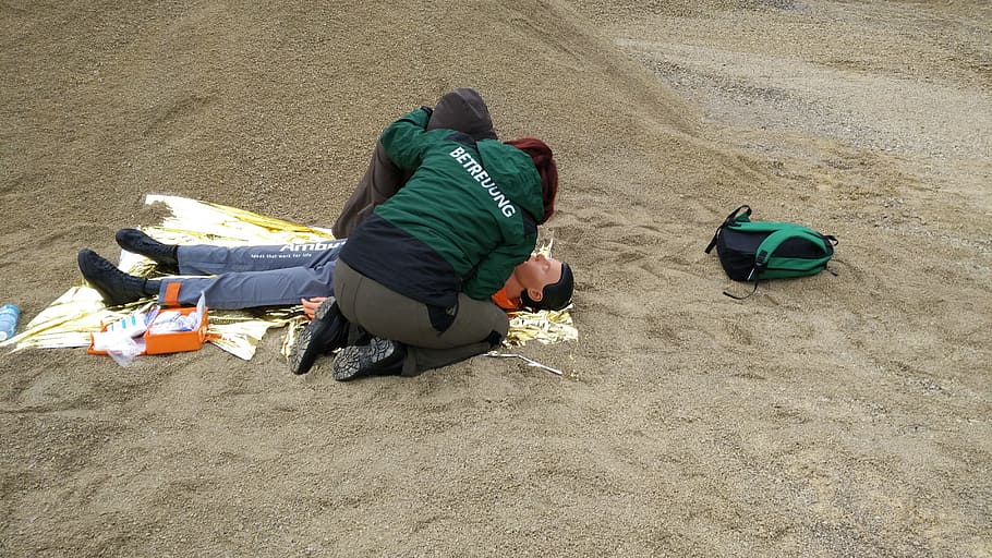 red cross, exercise, crisis intervention, care, help, sand HD wallpaper