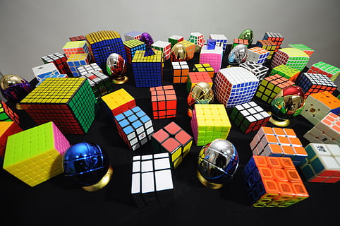rubik, puzzle, games, cube, cubes, large group of objects, multi colored HD wallpaper