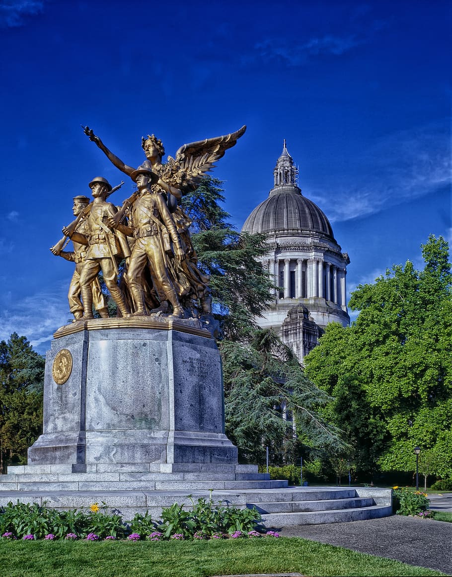statue, monument, statehouse, capitol building, olympia, washington HD wallpaper