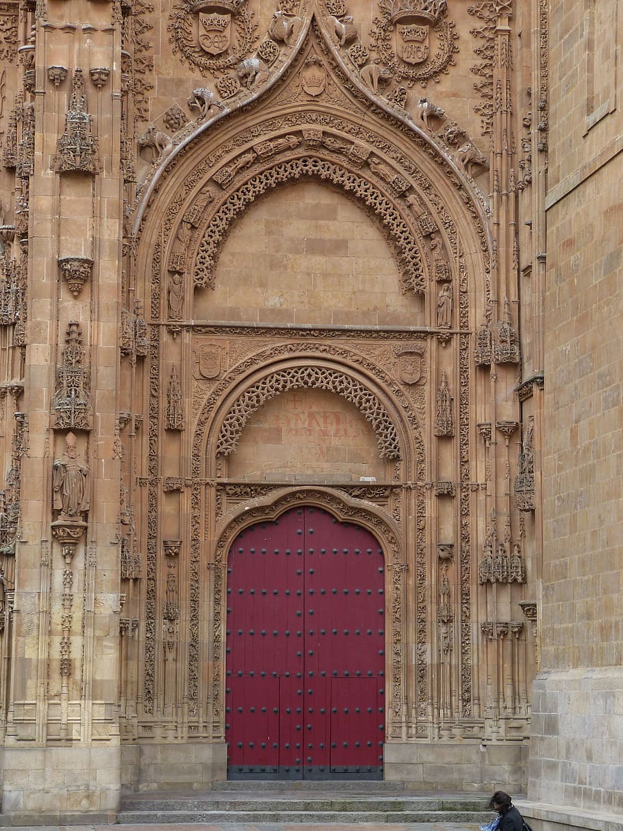 Portal, Salamanca, Spain, Historically, castile, facade, church, HD wallpaper