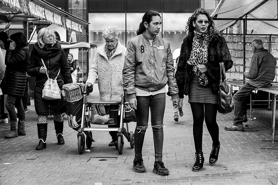 Street Scenes, Utrecht, bertbosch, black And White, people HD wallpaper