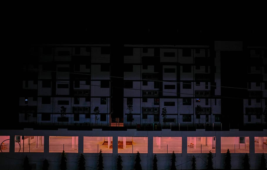 apartment building during nighttime, untitled, architecture, dark HD wallpaper