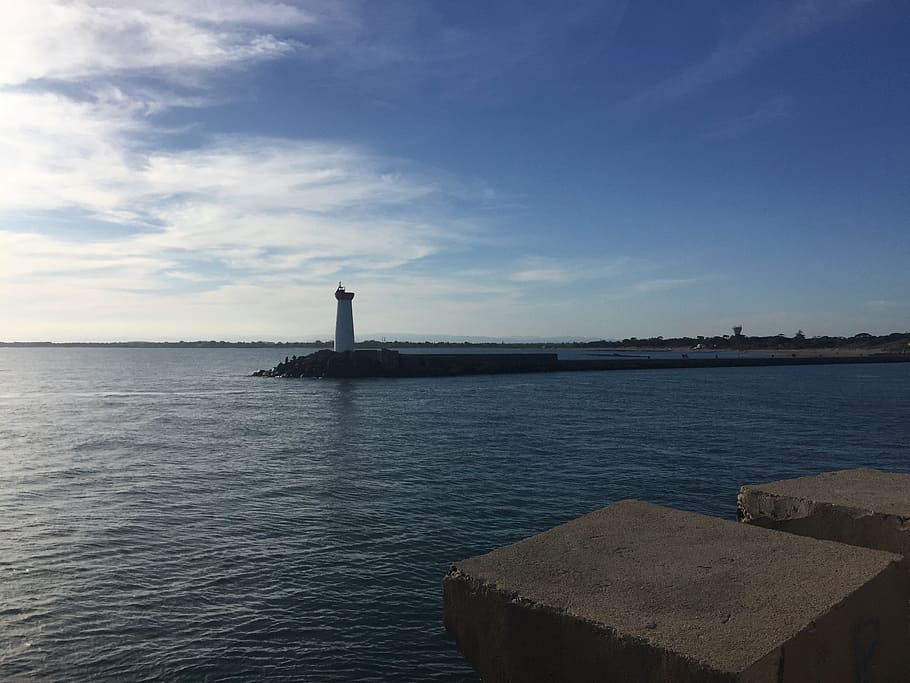 sea, lighthouse, horizon, water, built structure, architecture HD wallpaper