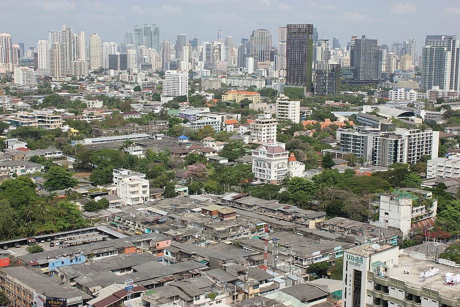 bangkok, city, big city, background, skyscraper, skyline, asia, HD wallpaper