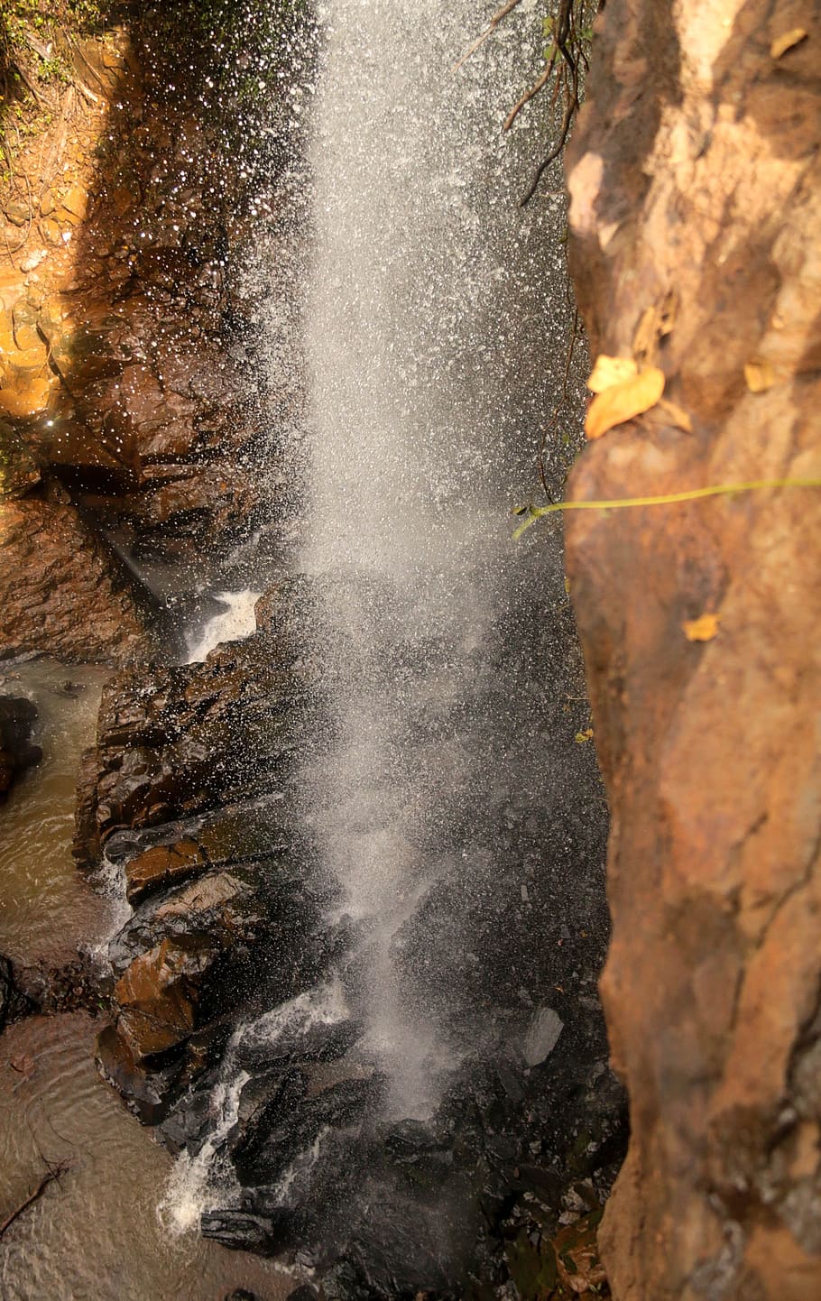 forest, nature, waterfall, motion, scenics - nature, rock, solid HD wallpaper