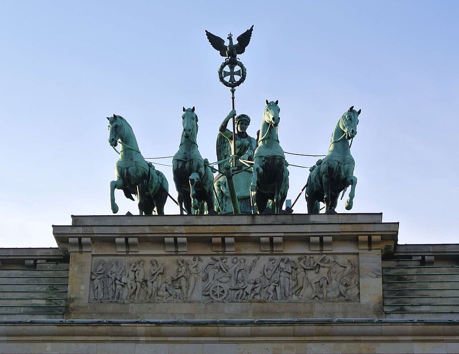 Brandenburg Gate, Quadriga, Berlin, landmark, animal representation