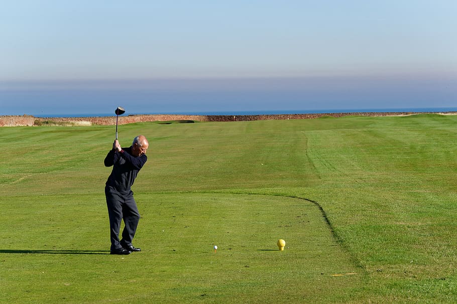 golf swing, golfer, sport, club, ball, golfing, man, recreation HD wallpaper