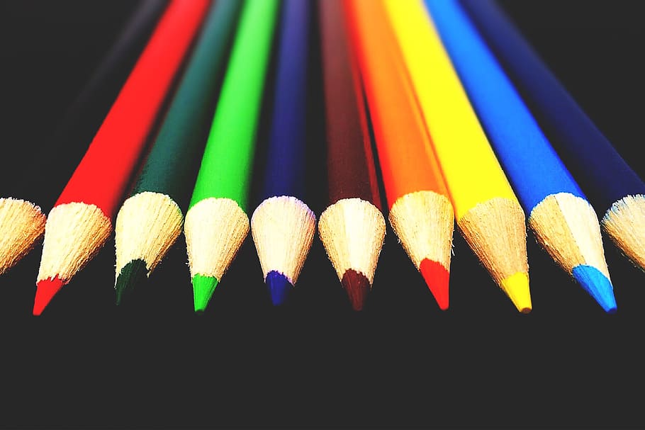 Colored pencils, various, colorful, education, school, multi Colored