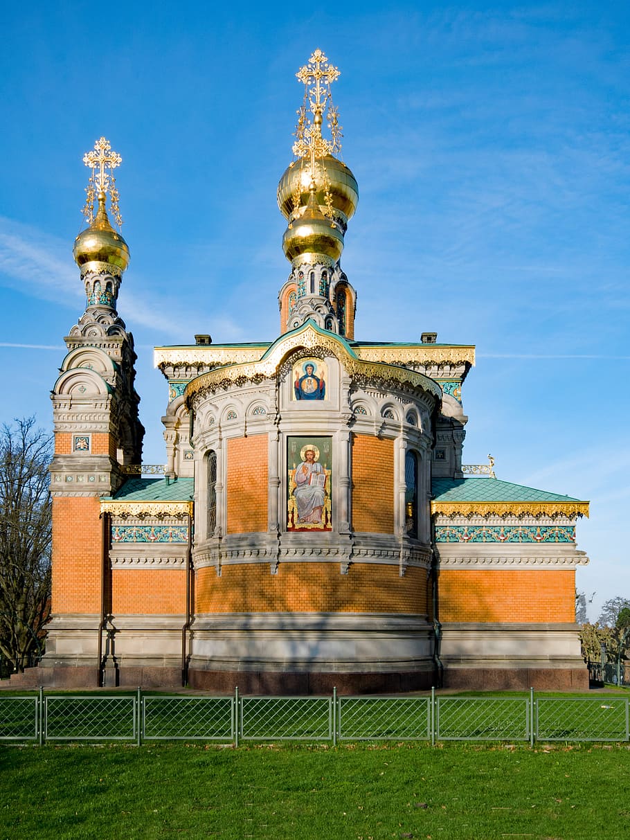 Darmstadt, Hesse, Germany, Mathildenhöhe, russian chapel, church, HD wallpaper