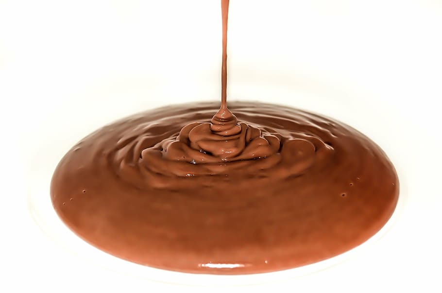 liquid chocolate, dessert, pudding, sweets, eating, sweet dish HD wallpaper