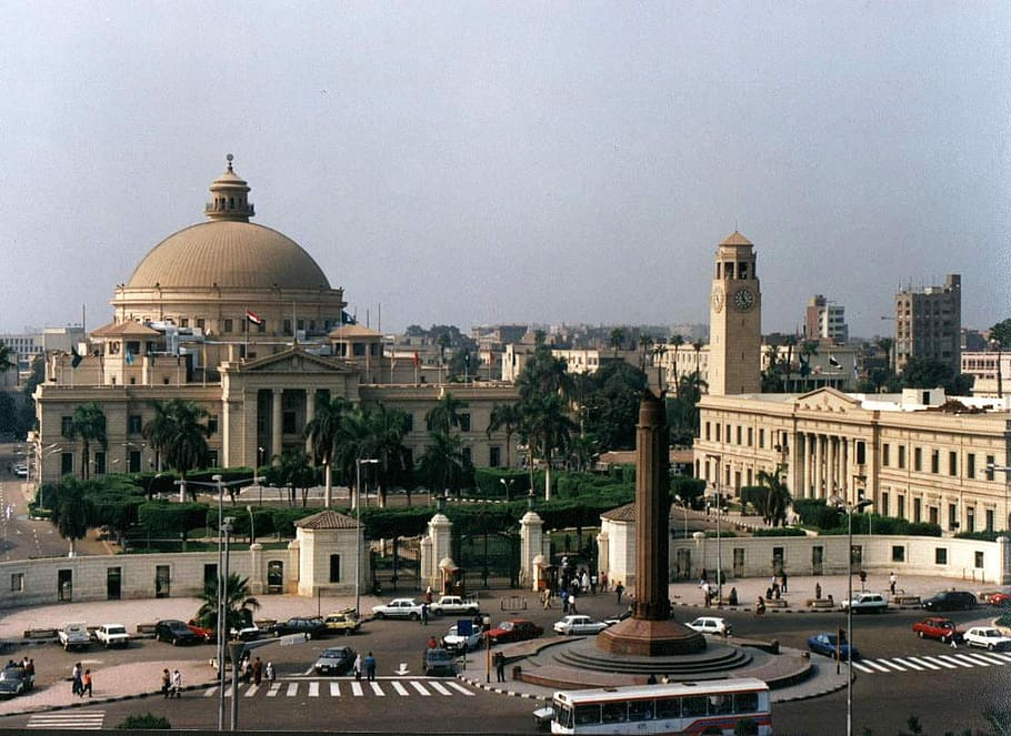 Cairo University buildings in Egypt, cityscape, college, education
