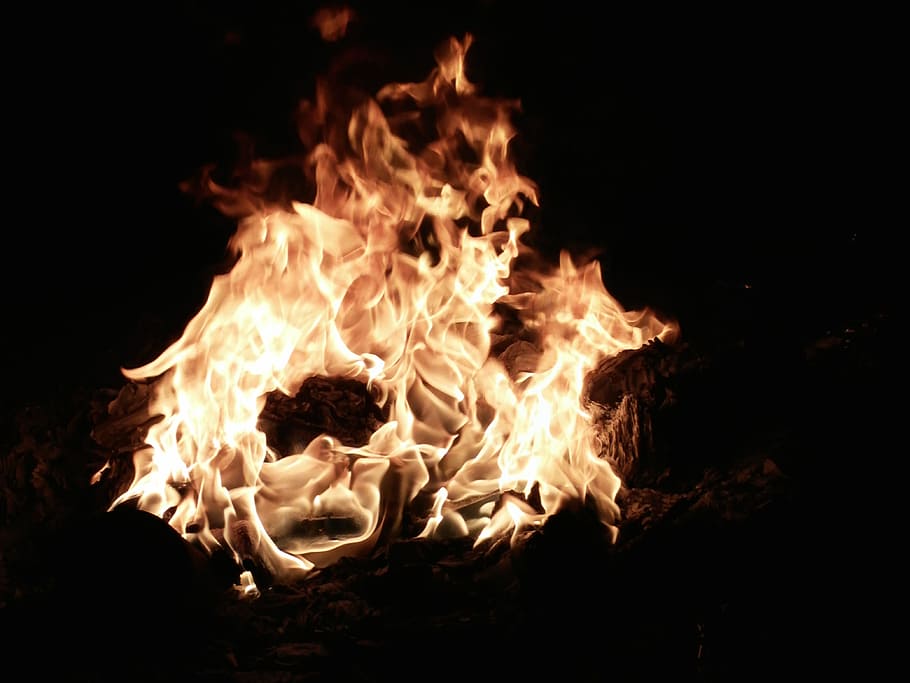 Red Fire, blaze, burn, burning, burnt, danger, dark, evening HD wallpaper