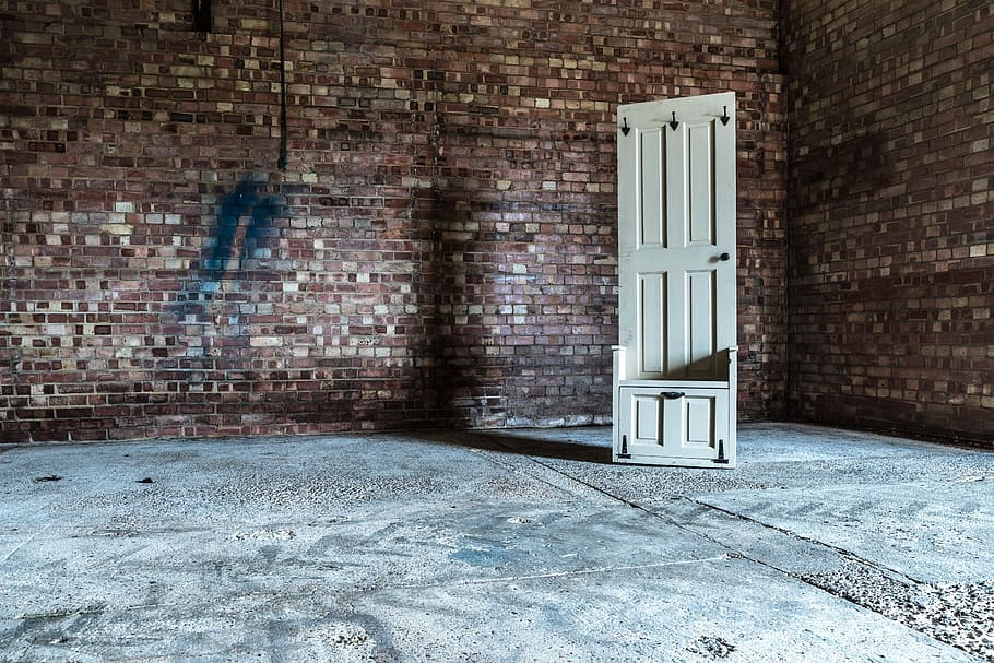 wall, inside, door, floor, indoor, bricks, brick wall, architecture HD wallpaper