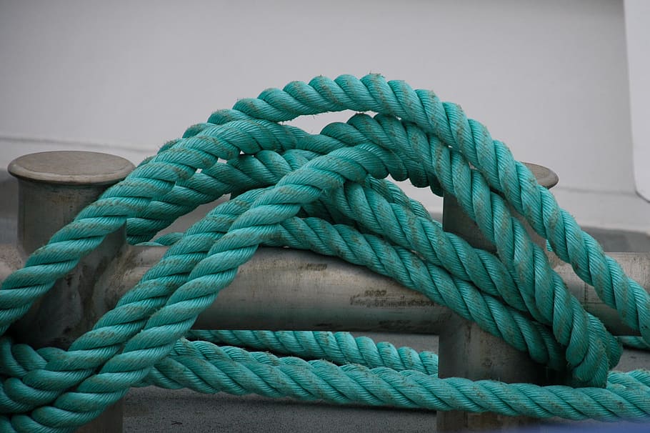 blue rope, dew, knitting, leash, twisted ropes, ship traffic jams HD wallpaper