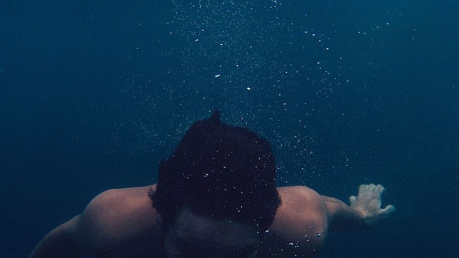 air, aqua, bubbles, deep, dive, diver, diving, exploring, man HD wallpaper