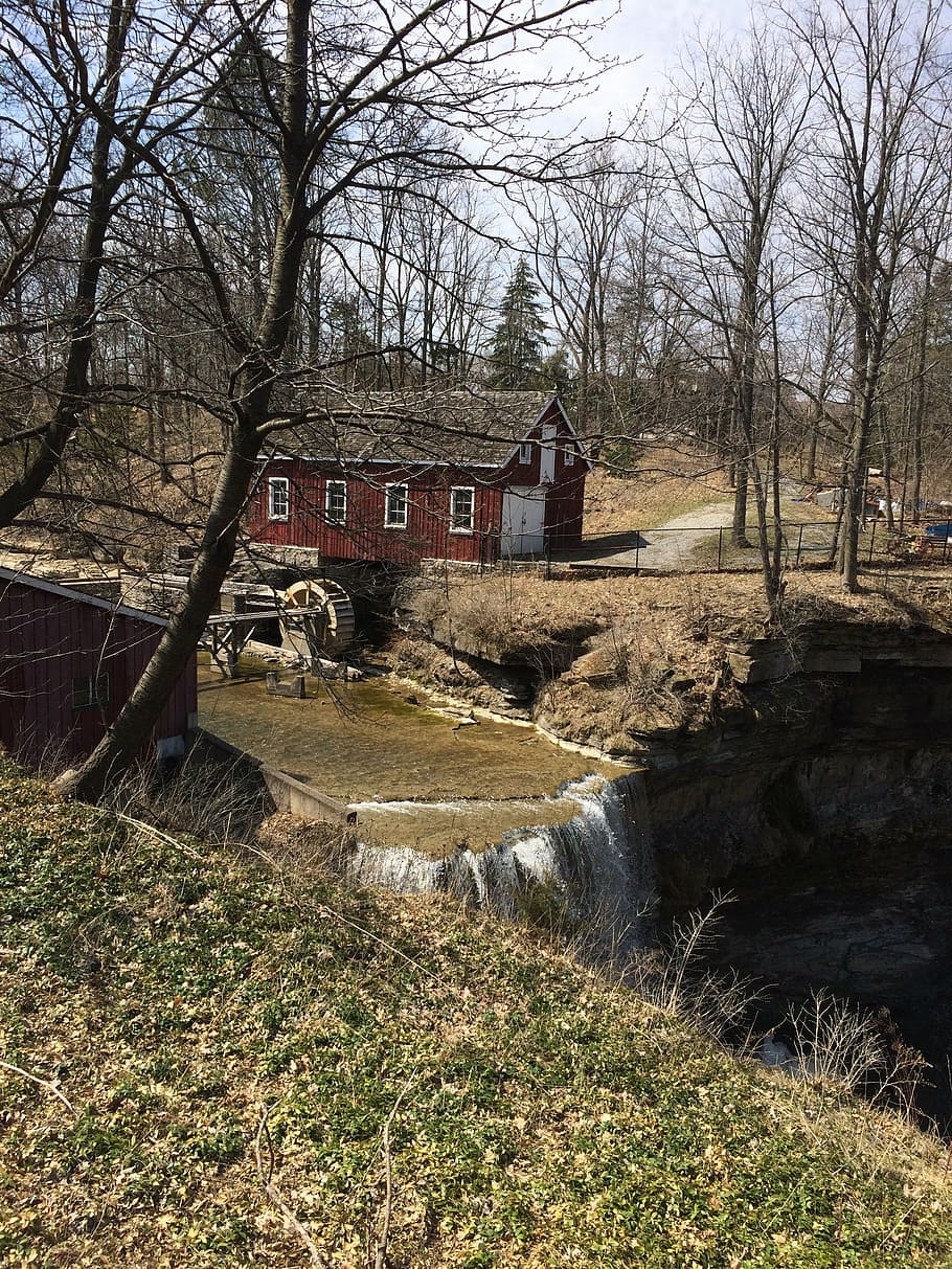 mill, waterfall, nature, flow, basin, ontario, architecture HD wallpaper