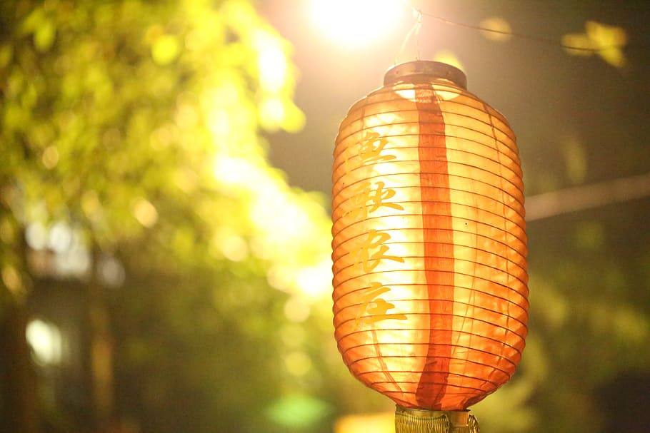 red lantern, light, night, lighting equipment, low angle view HD wallpaper