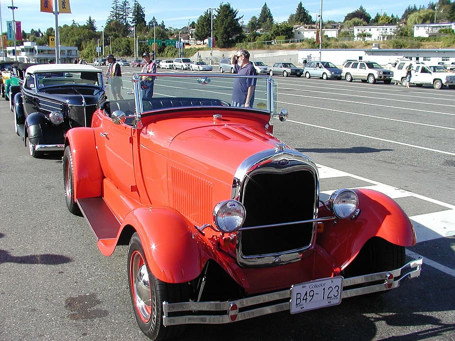 car, automobile, oldtimer, red, old car, classic car, racing car HD wallpaper