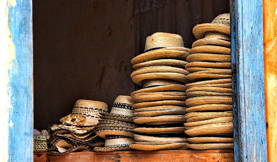 hat, cuba, panama hat, straw hat, sale, sales stand, music HD wallpaper