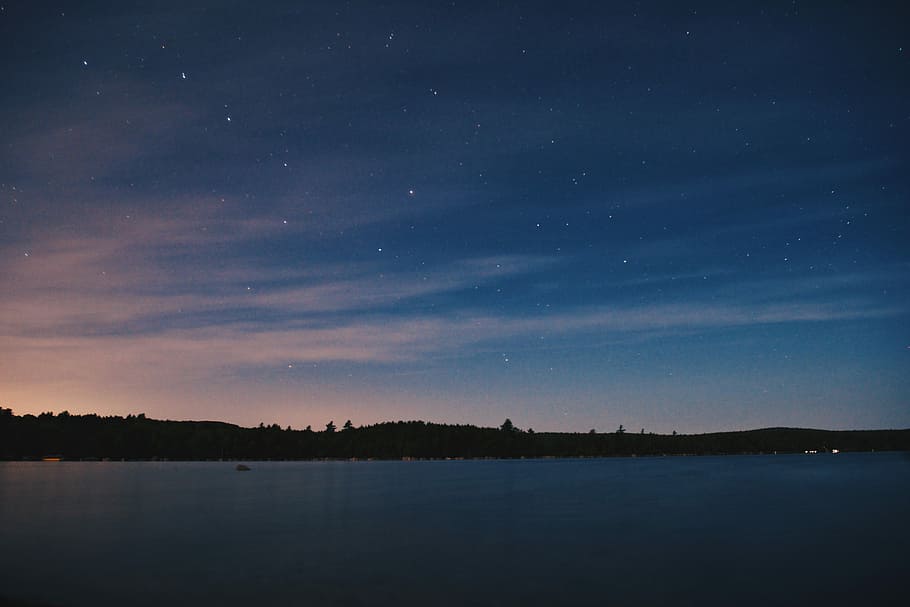 panorama photography of calm body of water, night, sky, cloud HD wallpaper