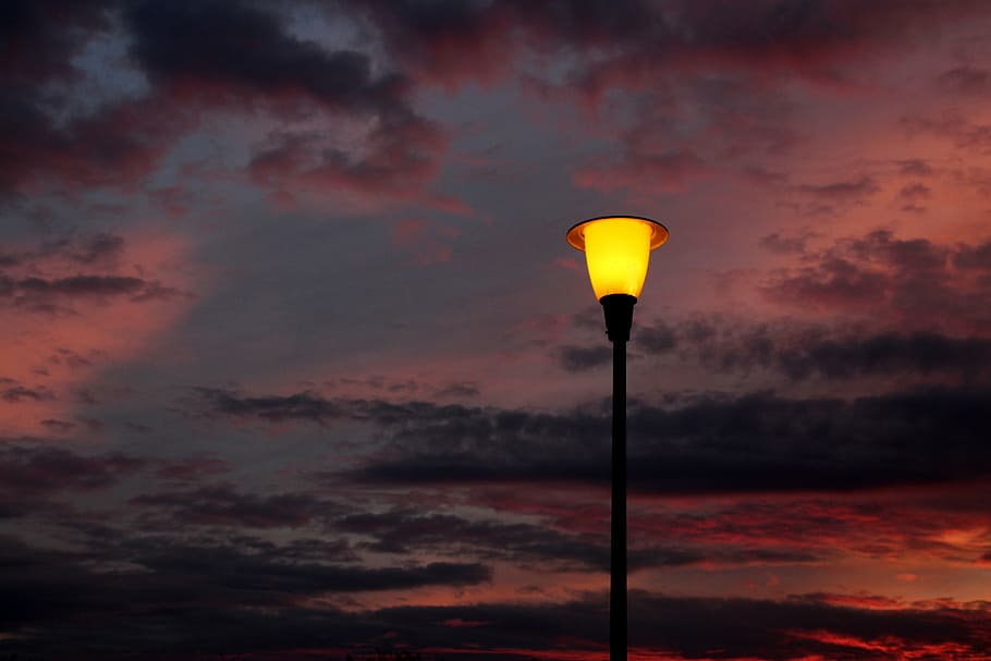 sunrise, lantern, sky, red, cloud, nice, electric Lamp, sunset HD wallpaper