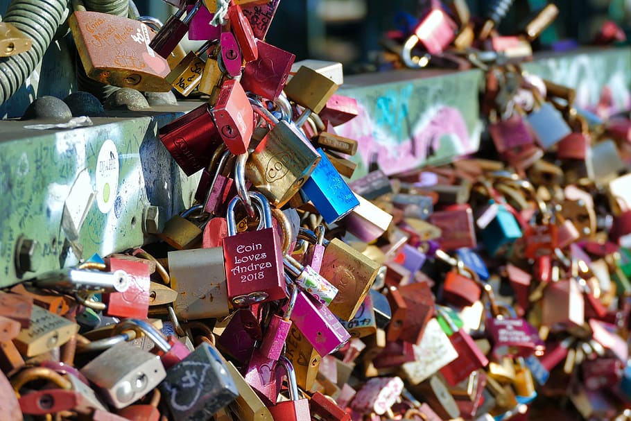love, love castle, love locks, bridge, metal, hohenzollern bridge, HD wallpaper