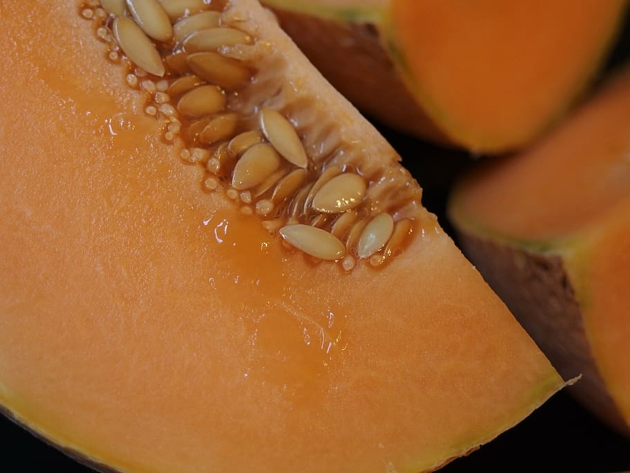sliced melon fruits, cantaloupe, orange fruit, food, food and drink HD wallpaper
