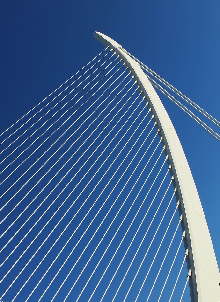 Geometry, Abstract, Harp, Ropes, composition, sky, perspective HD wallpaper