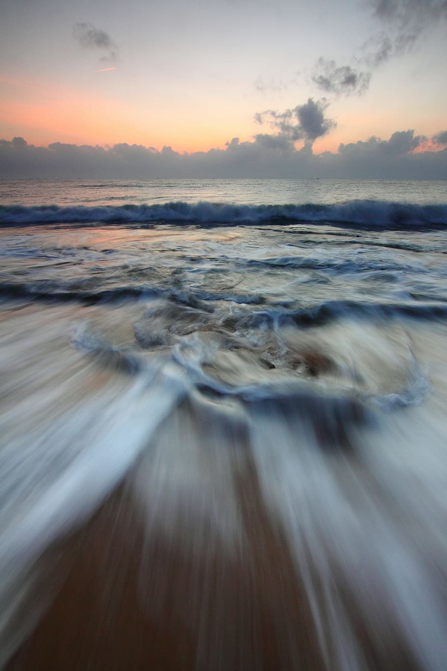 light, sea, dawn, nature, beach, clouds, dusk, evening, long exposure HD wallpaper