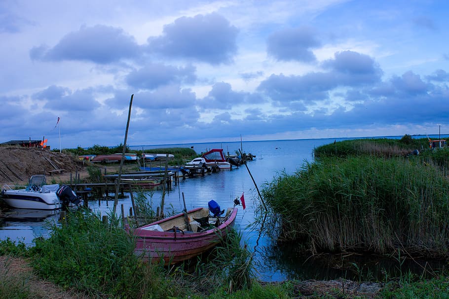 denmark, port, boot, boats, port motifs, fish boxes, coast HD wallpaper