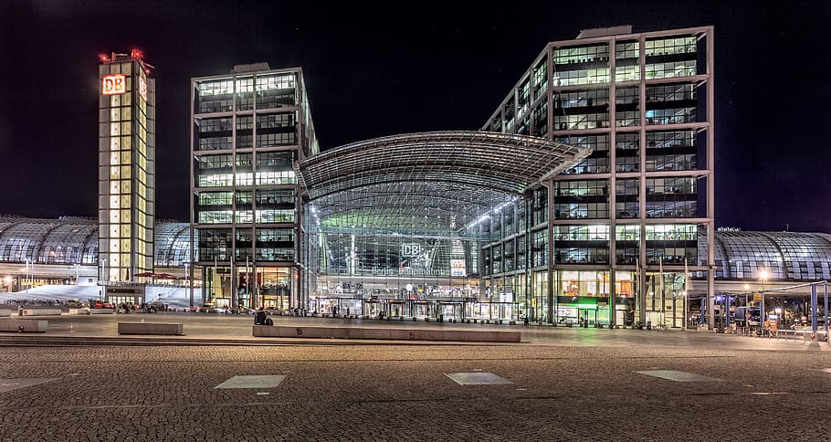 glass building near road, berlin, germany, central station, railway station, HD wallpaper