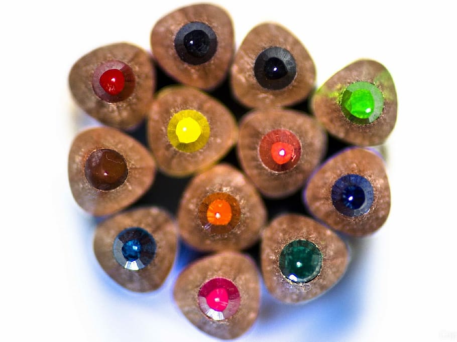 Colored Pencils, Rainbow, Colorful, sharpened, wooden, tips HD wallpaper