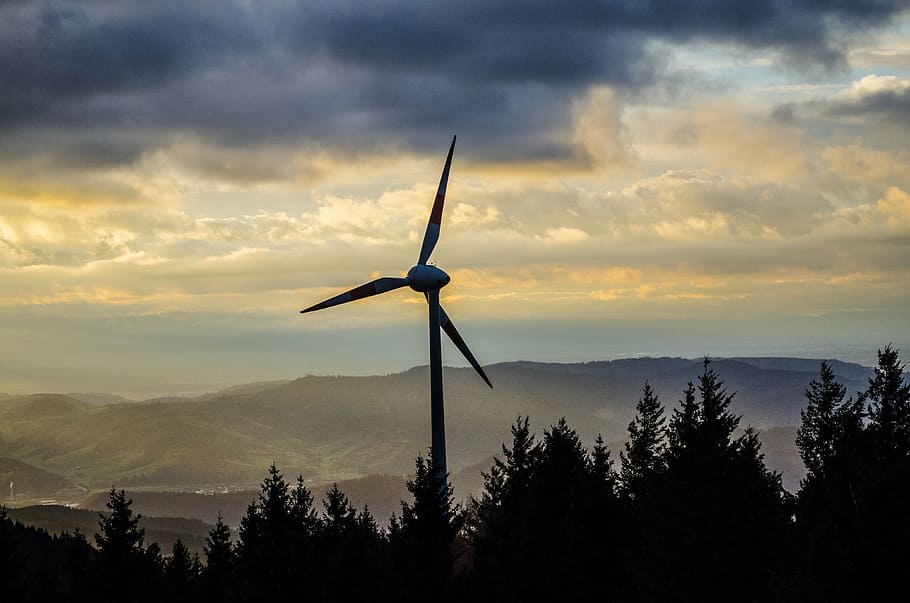 photo of windmill, pinwheel, black forest, wind turbine, wind power, HD wallpaper