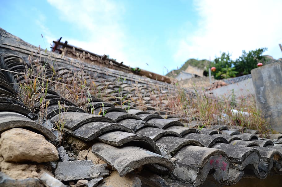 tile, roof, flat roof, sky, nature, day, built structure, focus on foreground HD wallpaper