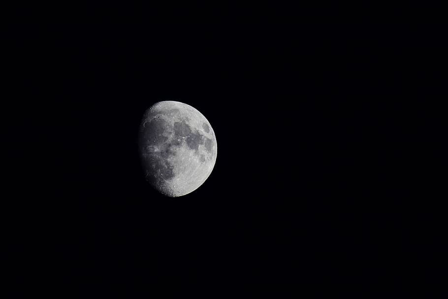 half moon, photo of moon, nightsky, light, space, astronomy, beauty in nature HD wallpaper
