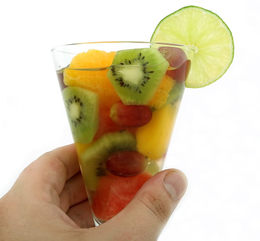 sliced fruit filled clear drinking glass, Alcohol, Bar, Champagne HD wallpaper