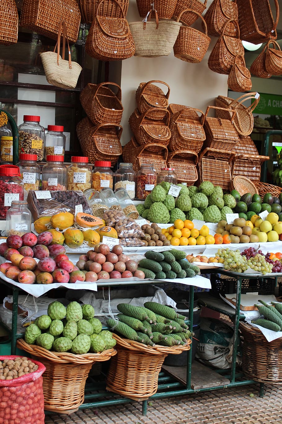 market, fruit, baskets, fresh, food, healthy, organic, vegetarian HD wallpaper