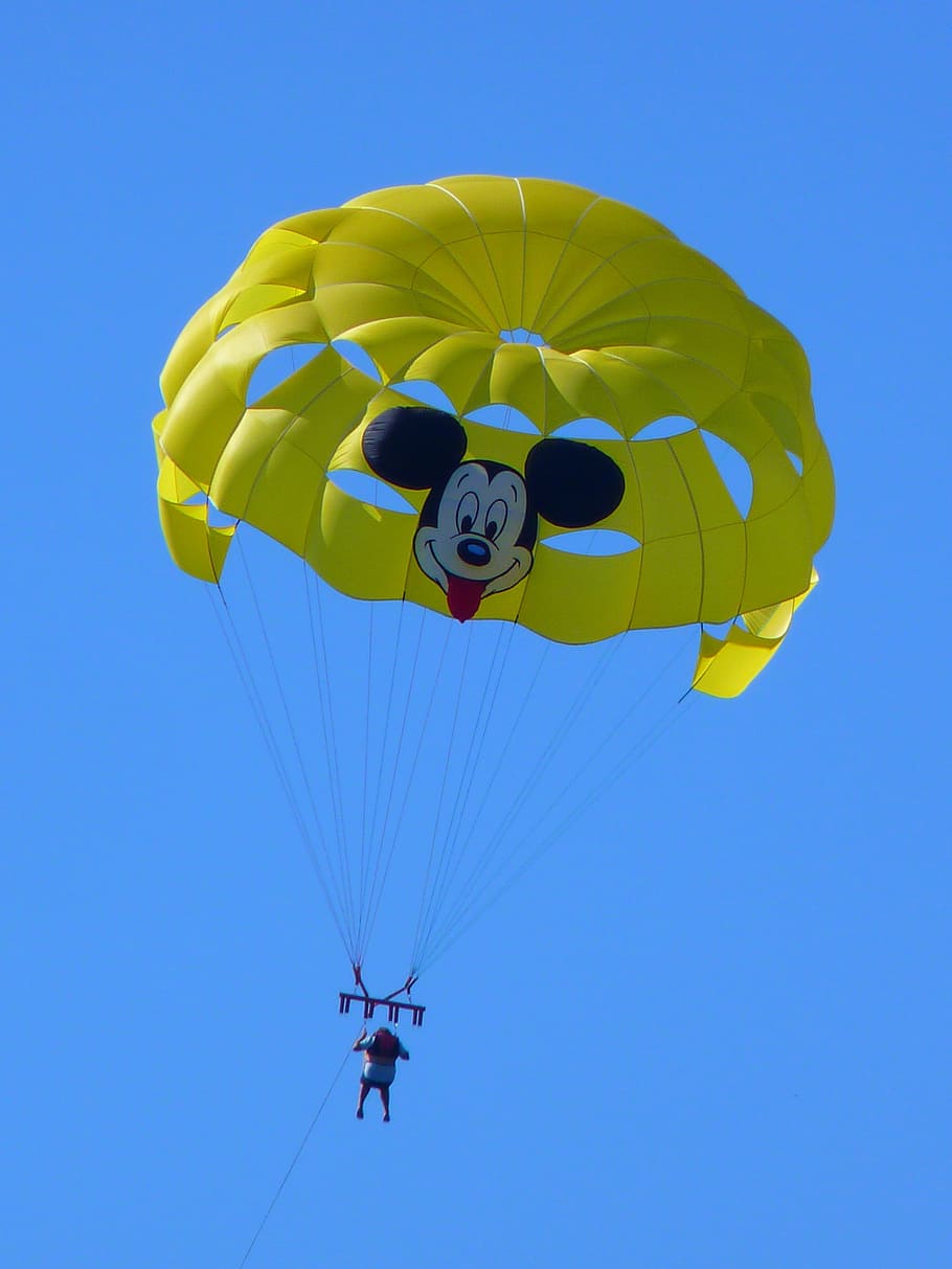 Parasailing, Controllable Parachuting, parachute, fly, bird's eye view HD wallpaper
