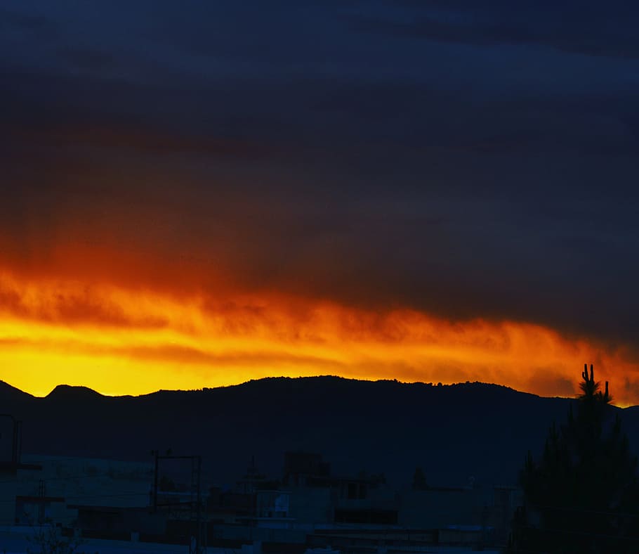 blur, clouds, dark, dusk, evening, landscape, mountains, nature HD wallpaper