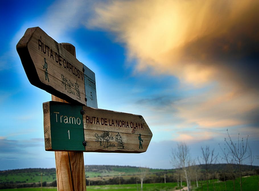 signals, poster, route, clouds, text, sky, cloud - sky, direction HD wallpaper