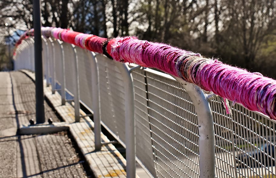 bridge, munich, olympic park, wool, colorful, cultural entanglements HD wallpaper