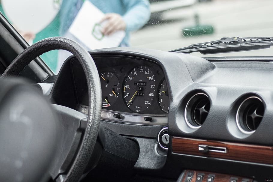mercedes, interior, oldcar, mode of transportation, dashboard HD wallpaper