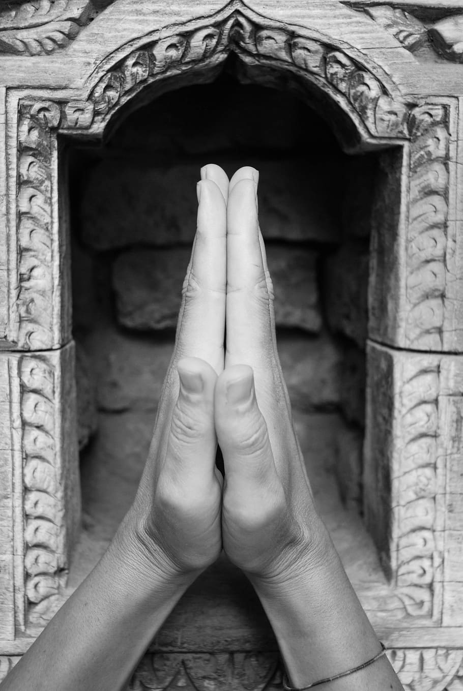 person touching palm against each other, nepal, temple, hands HD wallpaper