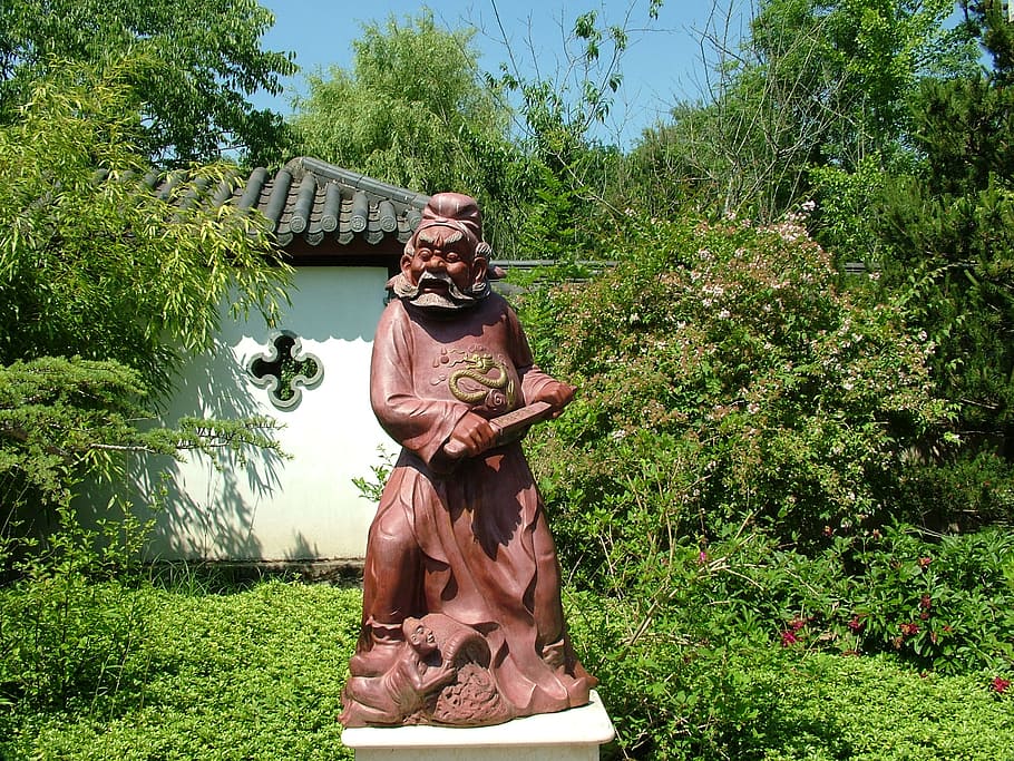 image, chinese, garden, sculpture, plant, art and craft, representation, HD wallpaper
