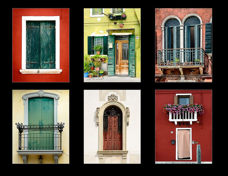 assorted-color Juliet windows photo collage, italy, architecture HD wallpaper