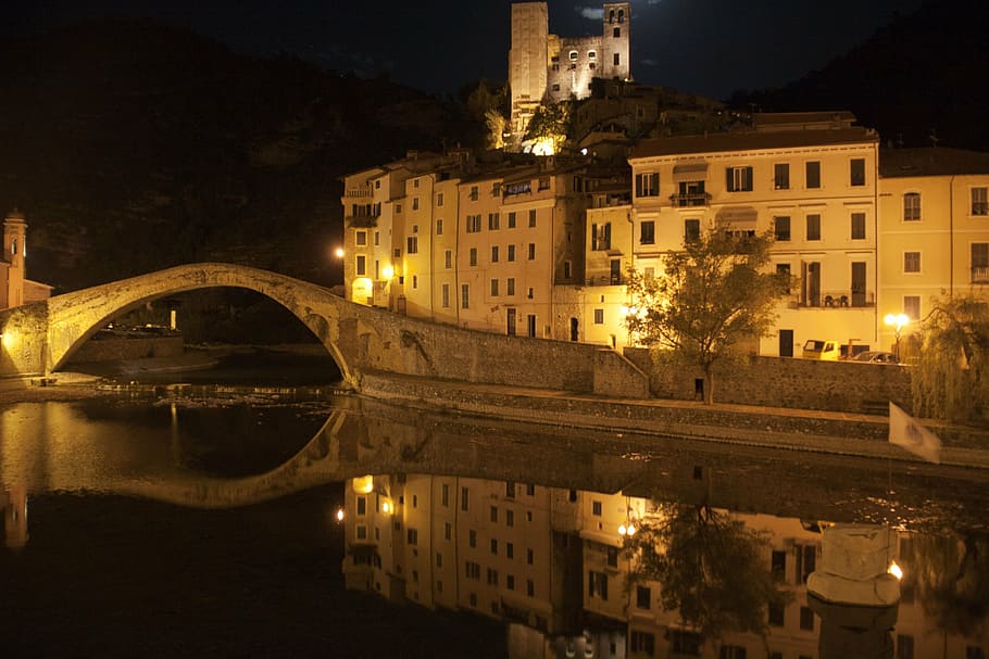 dolceacqua, river, water, architecture, built structure, illuminated HD wallpaper