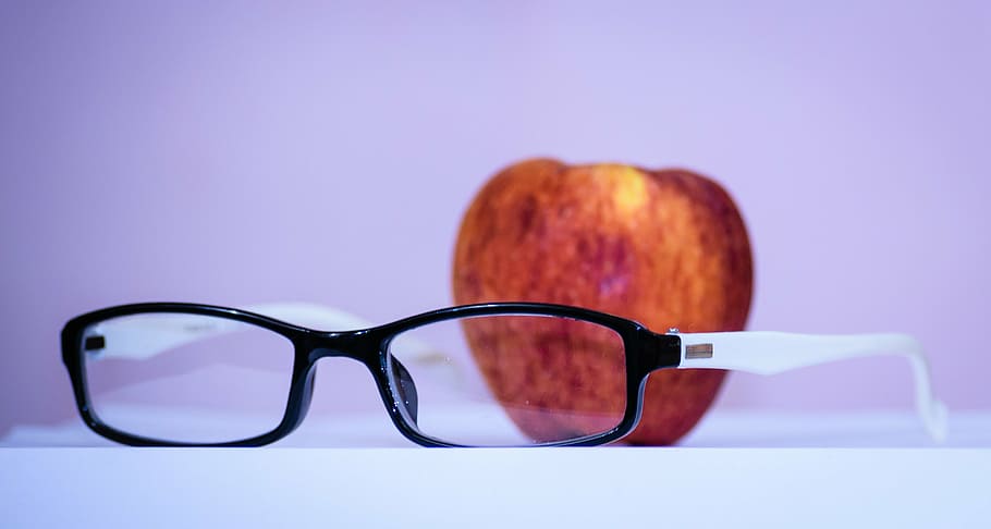 apple, frame, focus, fruit, food, glasses, eyeglasses, fashion HD wallpaper