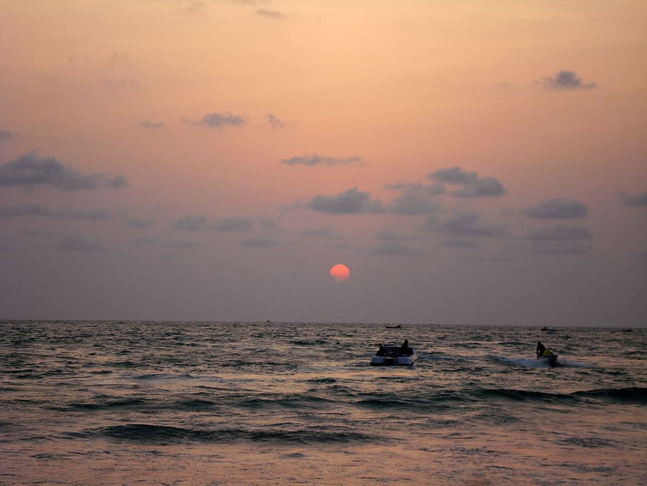 sunset, shore, sea, goa, beautiful, cool, water, sky, horizon over water HD wallpaper
